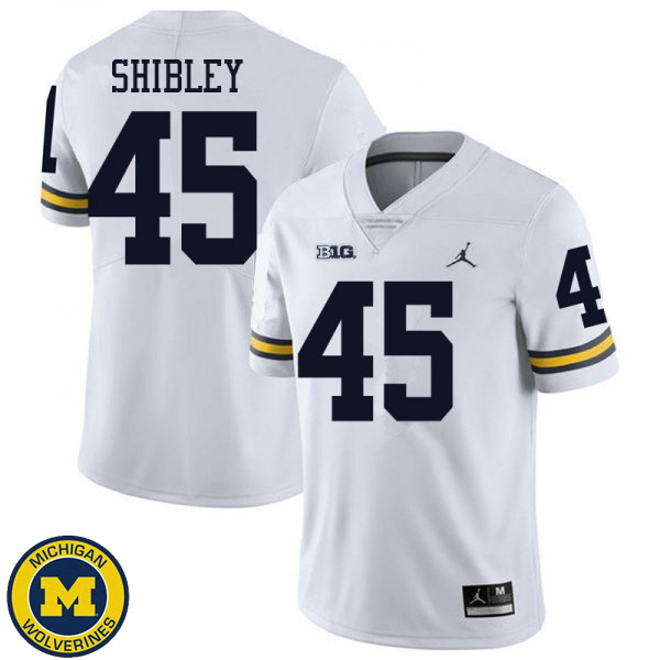 Men's University of Michigan #45 Adam Shibley White Jordan Brand High School Jersey